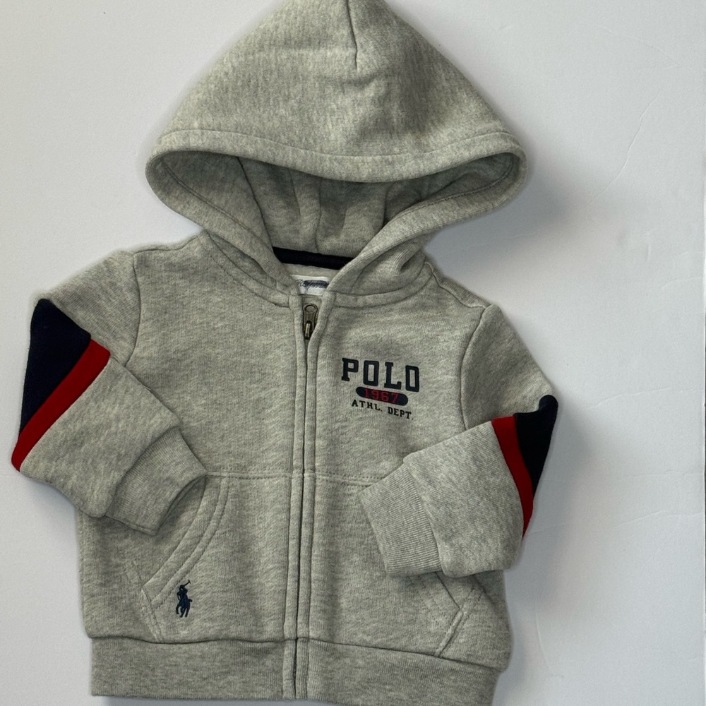 Ralph Lauren Baby Gray and Navy Hoodie 6 Months